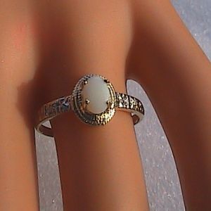 10k YG Natural Opal & Diamond Ring